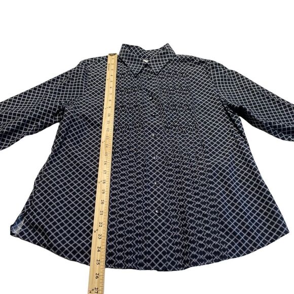 Coldwater Creek 100% Cotton Button Down Windowpane Pintuck Shirt Sz PL (14-16) - Picture 9 of 14